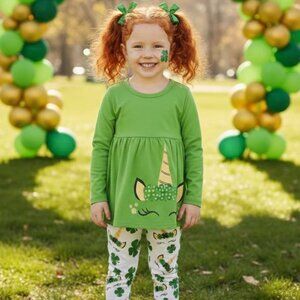 NEW Girl's St. Patrick's Day Unicorn Outfit
